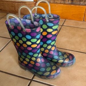 Western Chief rainbow Polka Dot Toddler 8 Rain Boots